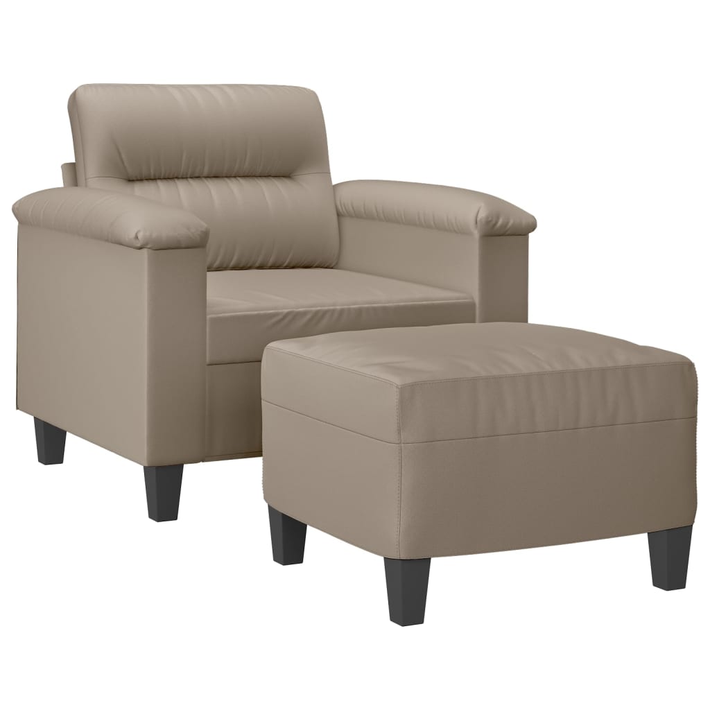Fauteuil met voetenbank 60 cm microvezelstof taupe