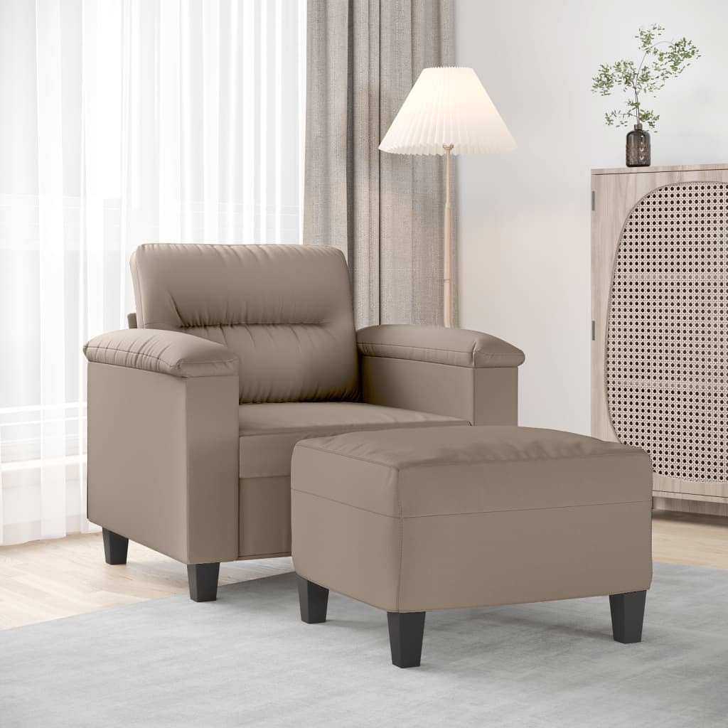 Fauteuil met voetenbank 60 cm microvezelstof taupe