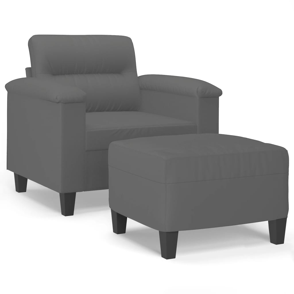 Fauteuil met voetenbank 60 cm microvezelstof donkergrijs
