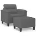 Fauteuil met voetenbank 60 cm microvezelstof donkergrijs
