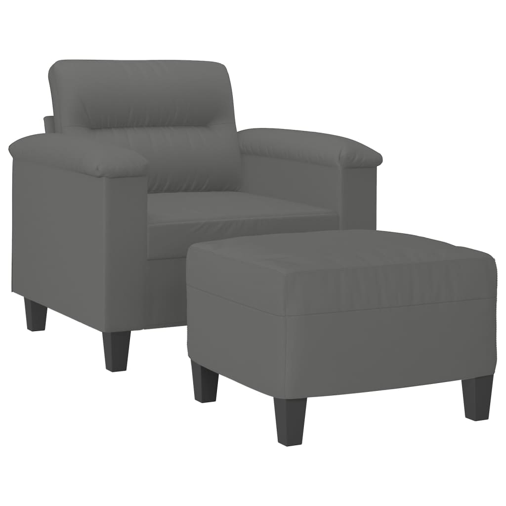 Fauteuil met voetenbank 60 cm microvezelstof donkergrijs