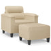 Fauteuil met voetenbank 60 cm microvezelstof crème