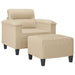 Fauteuil met voetenbank 60 cm microvezelstof crème