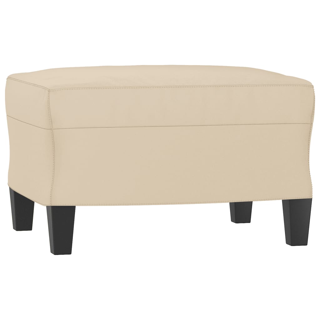 Fauteuil met voetenbank 60 cm microvezelstof crème