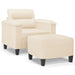 Fauteuil met voetenbank 60 cm microvezelstof beige