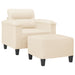 Fauteuil met voetenbank 60 cm microvezelstof beige