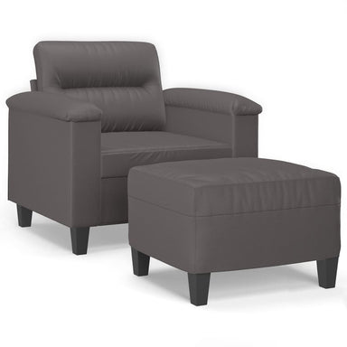 Fauteuil met voetenbank 60 cm kunstleer grijs