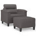 Fauteuil met voetenbank 60 cm kunstleer grijs