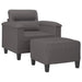 Fauteuil met voetenbank 60 cm kunstleer grijs