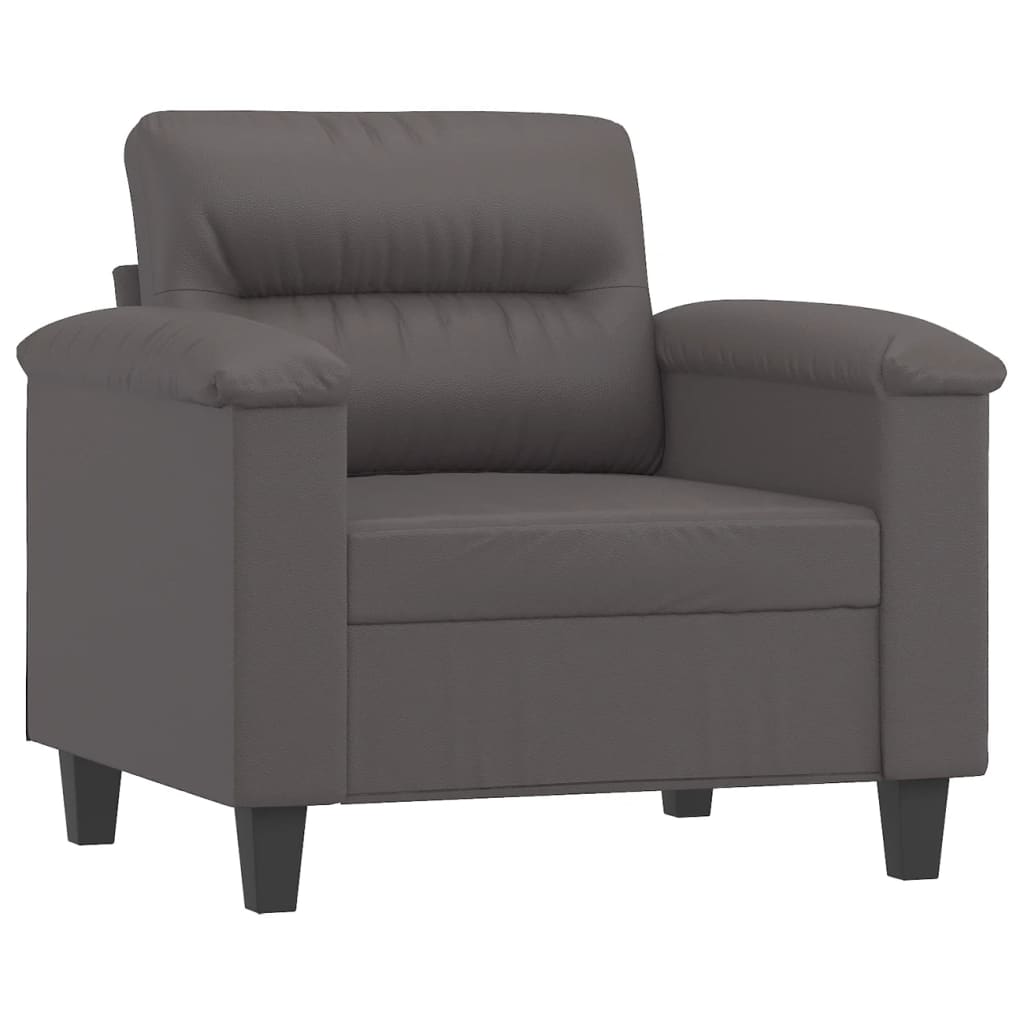 Fauteuil met voetenbank 60 cm kunstleer grijs