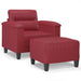 Fauteuil met voetenbank 60 cm kunstleer wijnrood