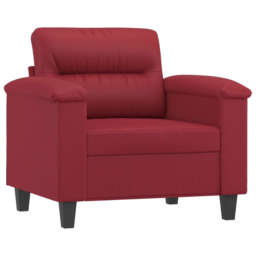 Fauteuil met voetenbank 60 cm kunstleer wijnrood