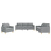 3-delige Loungeset met kussens stof lichtgrijs