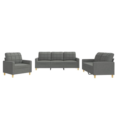 3-delige Loungeset met kussens stof donkergrijs
