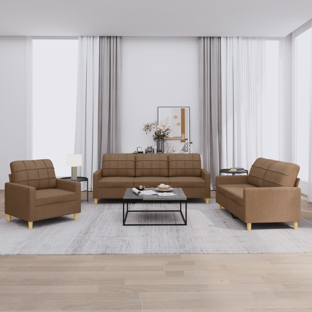 4-delige Loungeset met kussens stof bruin