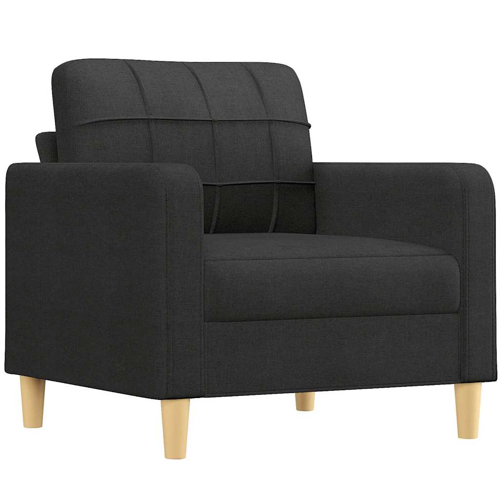3-delige loungeset met kussens stof zwart