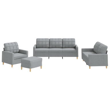 4-delige Loungeset met kussens stof lichtgrijs