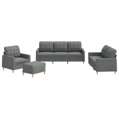 4-delige Loungeset met kussens stof donkergrijs