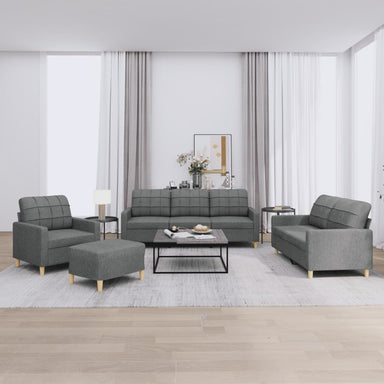 4-delige Loungeset met kussens stof donkergrijs