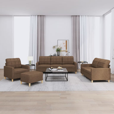 4-delige Loungeset met kussens stof bruin