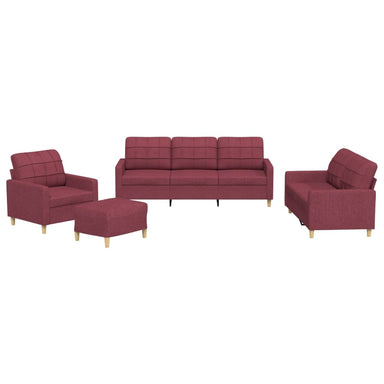 4-delige Loungeset met kussens stof wijnrood