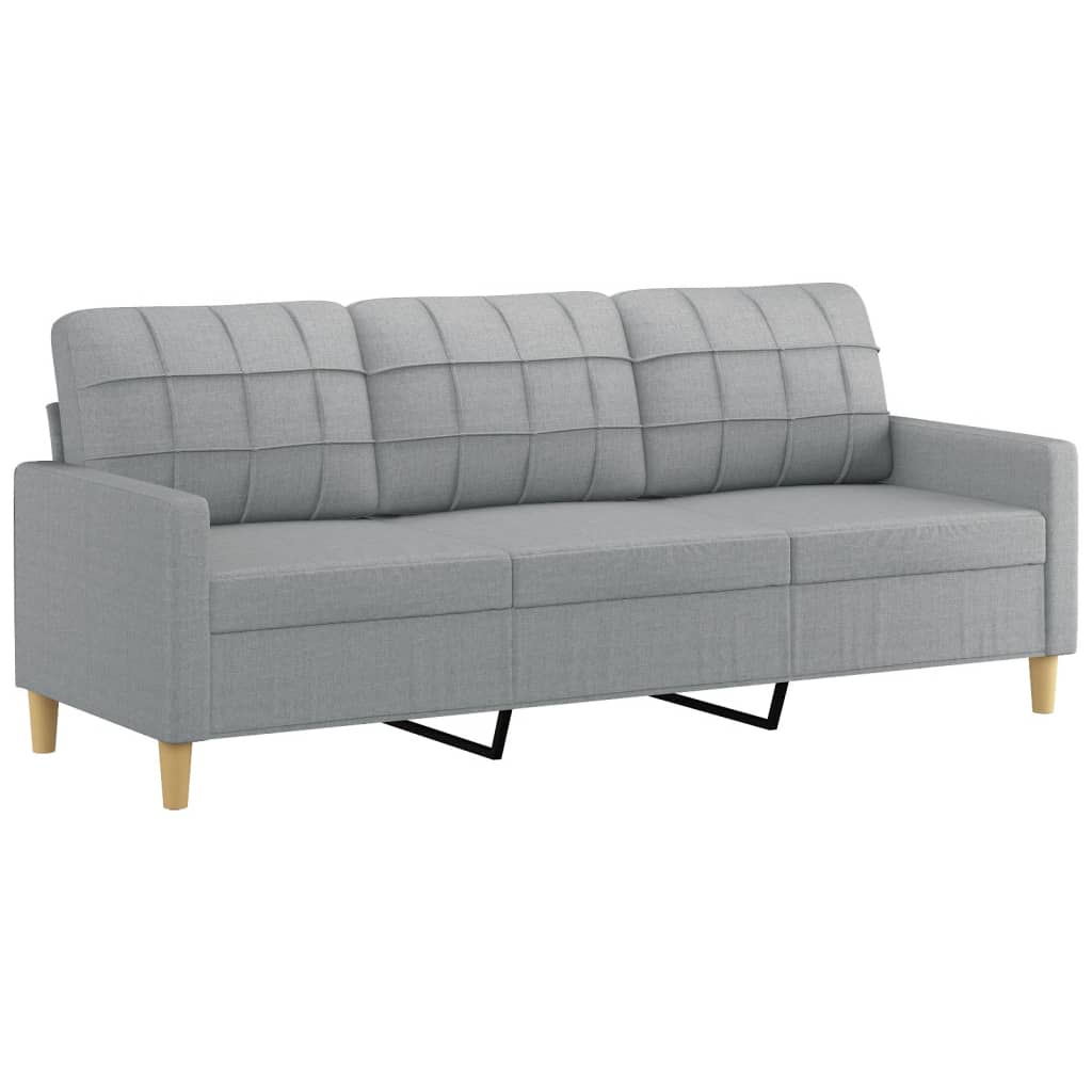 3-delige Loungeset met kussens stof lichtgrijs