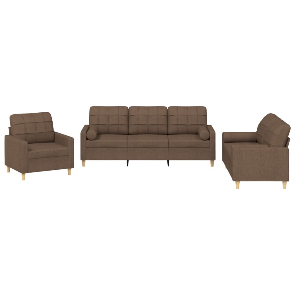 3-delige Loungeset met kussens stof bruin