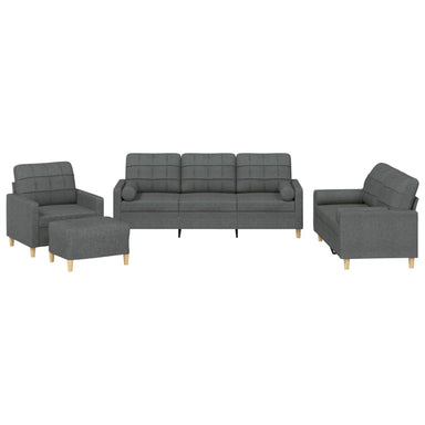 4-delige Loungeset met kussens stof donkergrijs