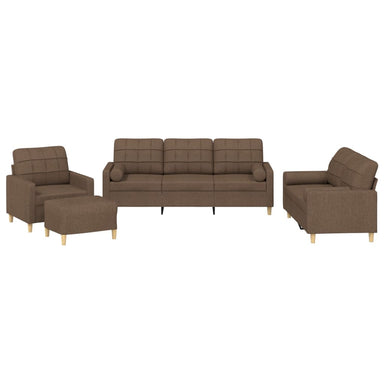 4-delige Loungeset met kussens stof bruin