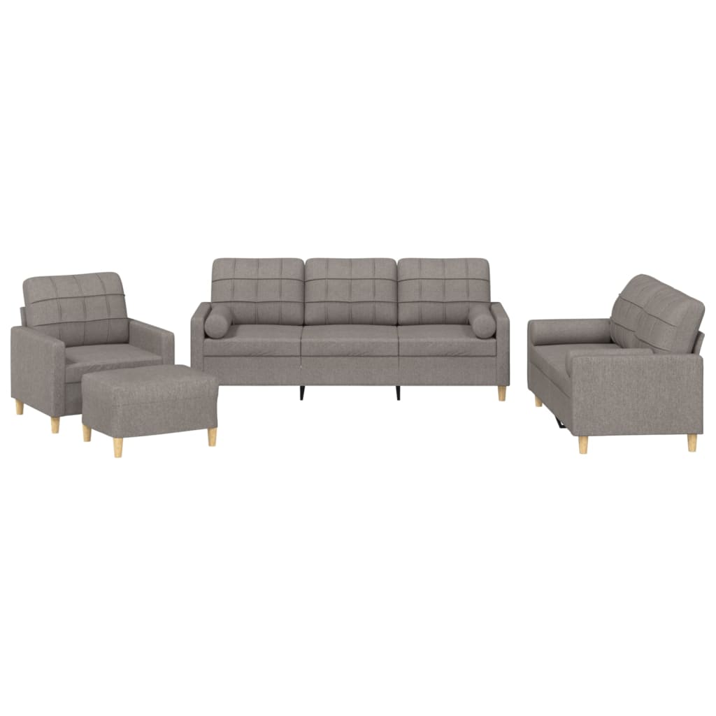 4-delige Loungeset met kussens stof taupe