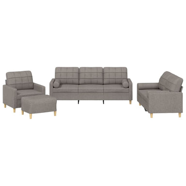 4-delige Loungeset met kussens stof taupe