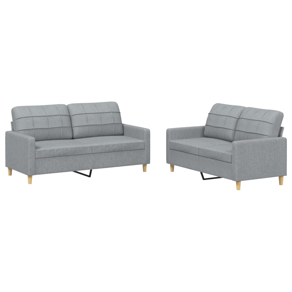 2-delige Loungeset met kussens stof lichtgrijs