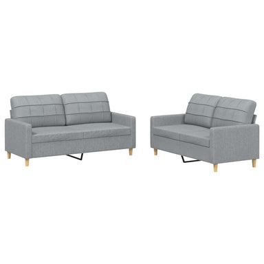 2-delige Loungeset met kussens stof lichtgrijs