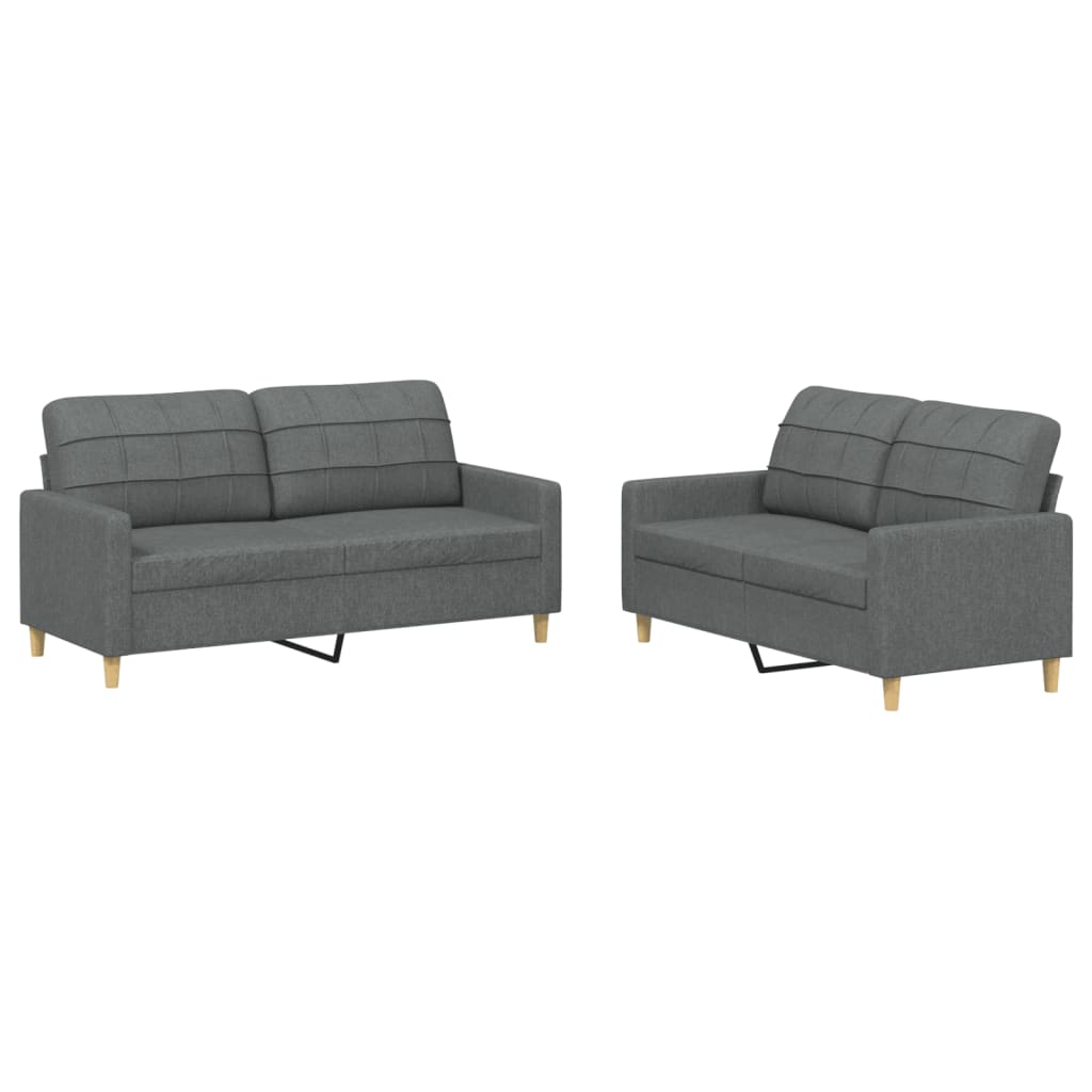 2-delige Loungeset met kussens stof donkergrijs