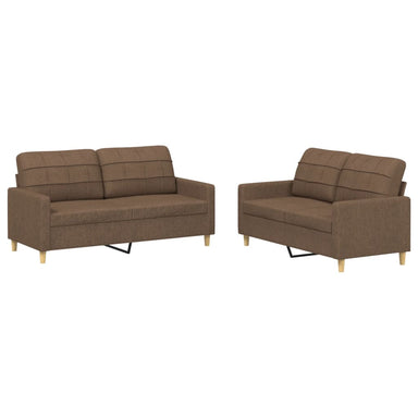 2-delige Loungeset met kussens stof bruin