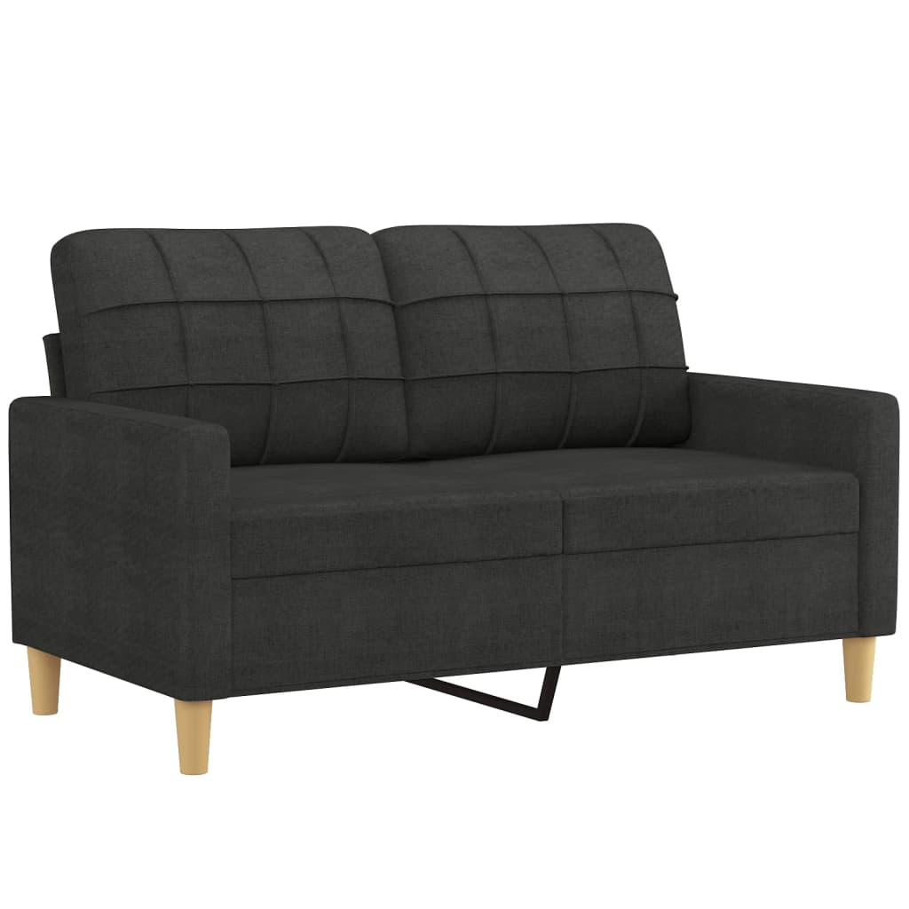 2-delige loungeset met kussens stof zwart