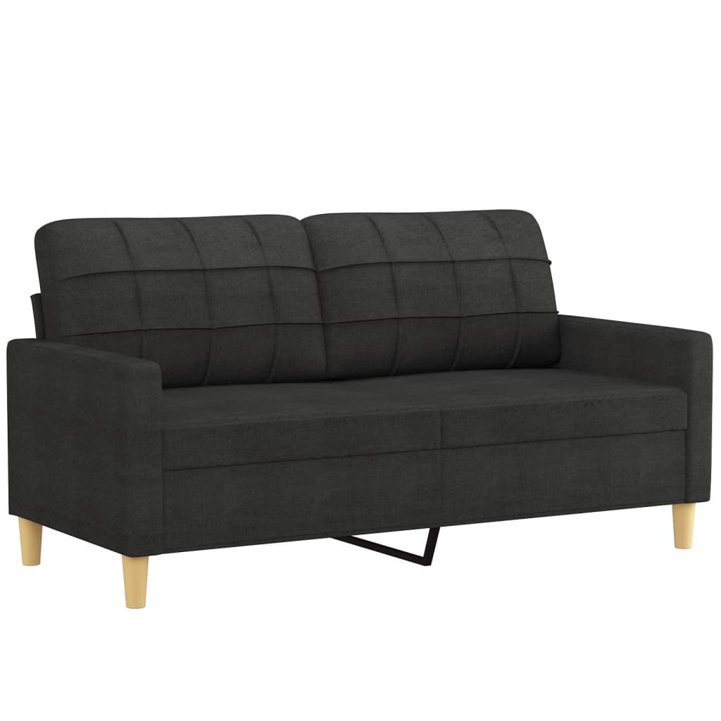 2-delige loungeset met kussens stof zwart