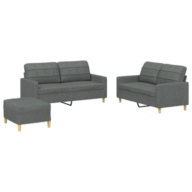 3-delige Loungeset met kussens stof donkergrijs