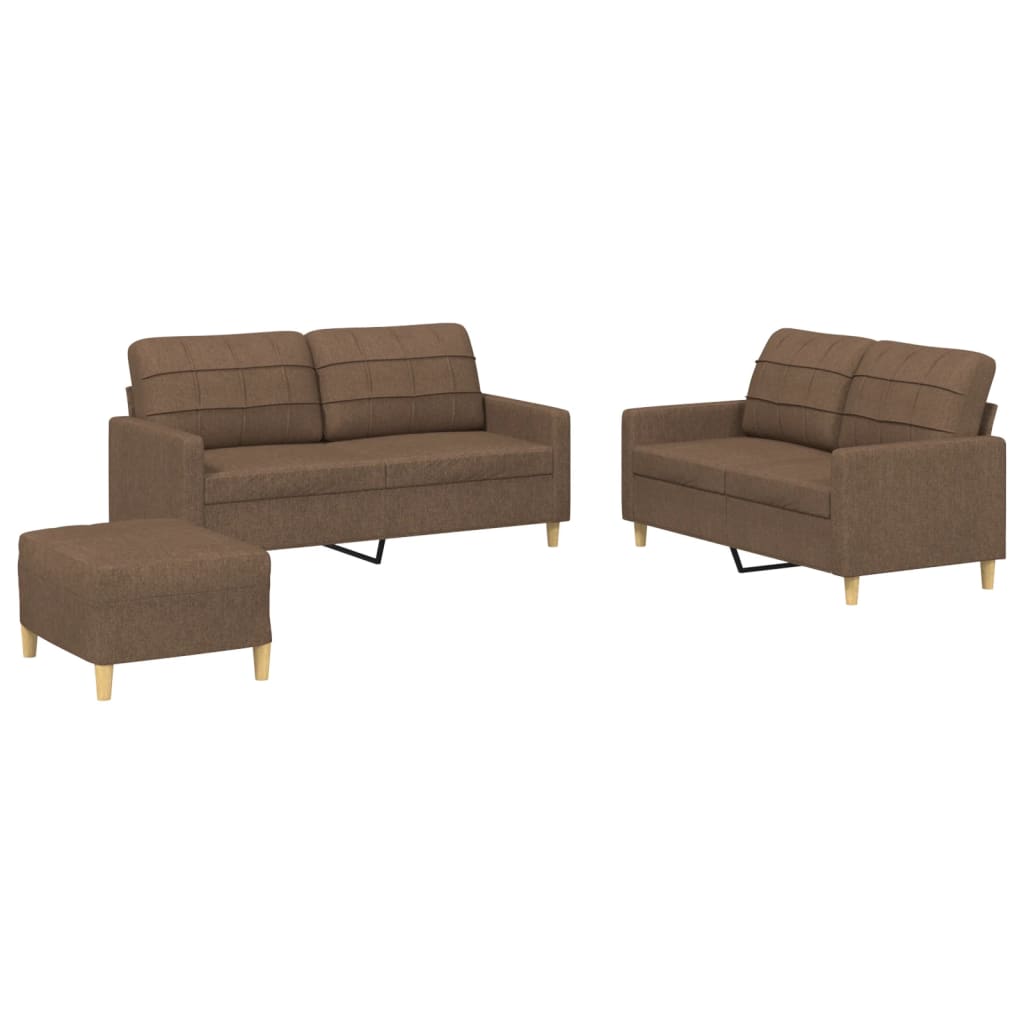 4-delige Loungeset met kussens stof bruin