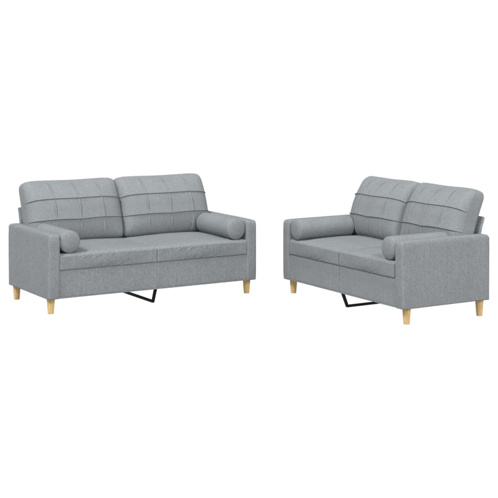 2-delige Loungeset met kussens stof lichtgrijs