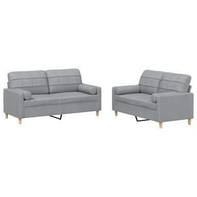 2-delige Loungeset met kussens stof lichtgrijs