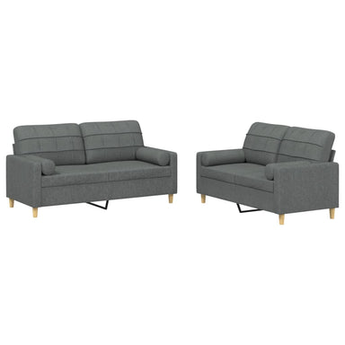 2-delige Loungeset met kussens stof donkergrijs