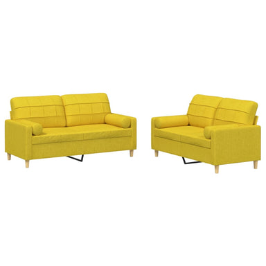2-delige Loungeset met kussens stof lichtgeel