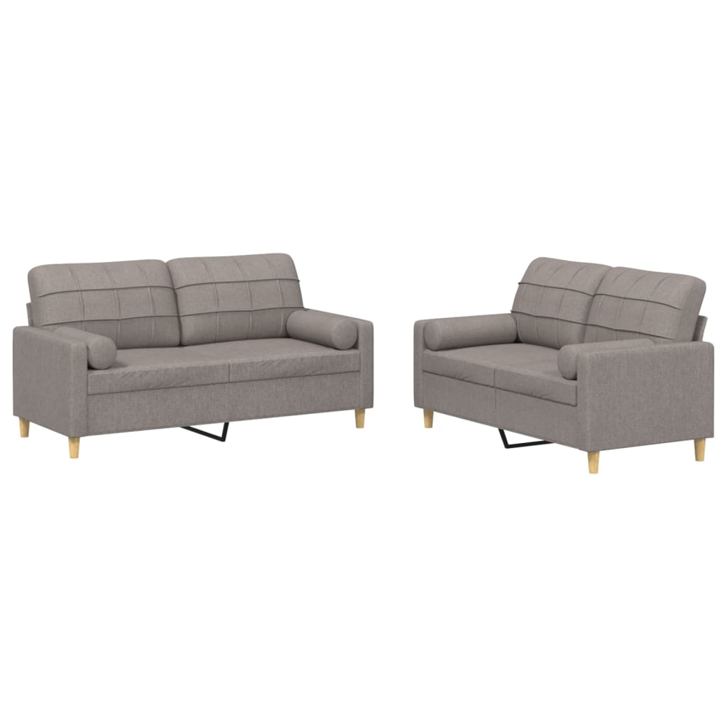 2-delige Loungeset met kussens stof taupe
