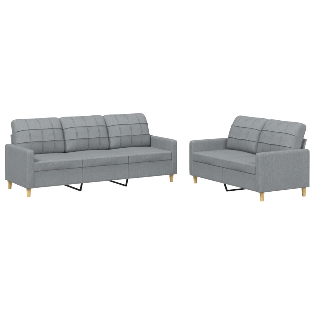 2-delige Loungeset met kussens stof lichtgrijs