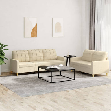 2-delige Loungeset met kussens stof crèmekleurig
