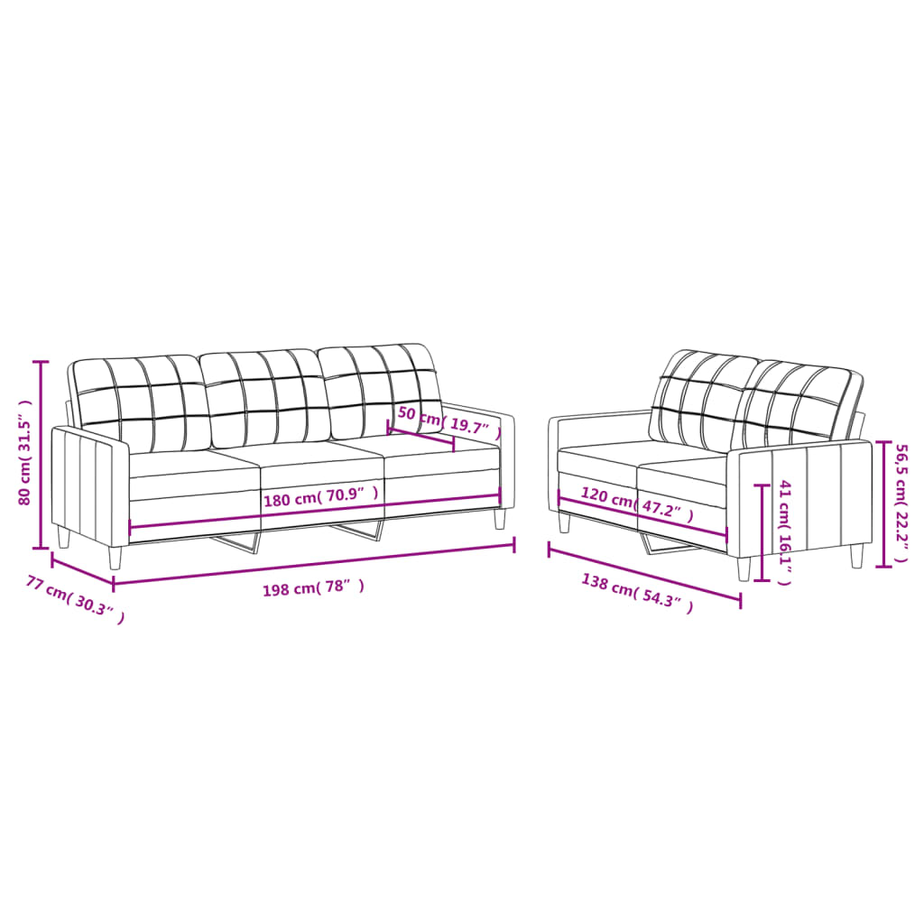 2-delige loungeset met kussens stof zwart