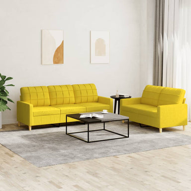 2-delige Loungeset met kussens stof lichtgeel