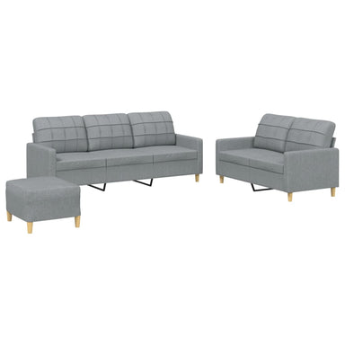 3-delige Loungeset met kussens stof lichtgrijs