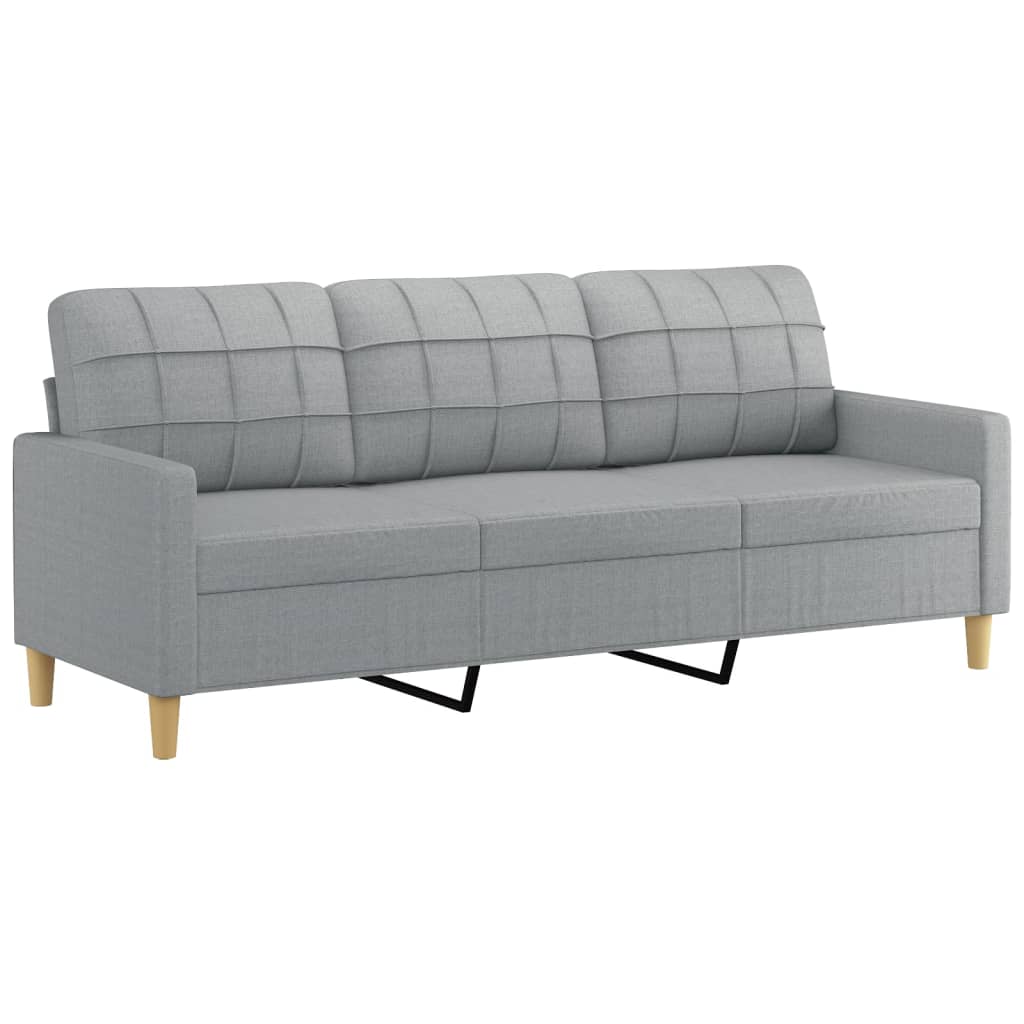 3-delige Loungeset met kussens stof lichtgrijs
